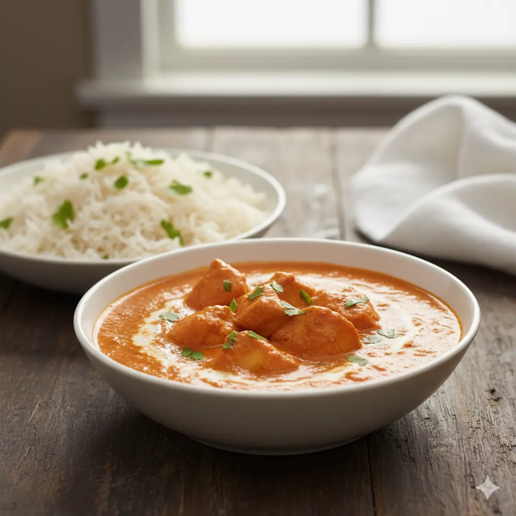 Butter Chicken with Rice at Wingfield Restaurant and Bar in Calgary, AB